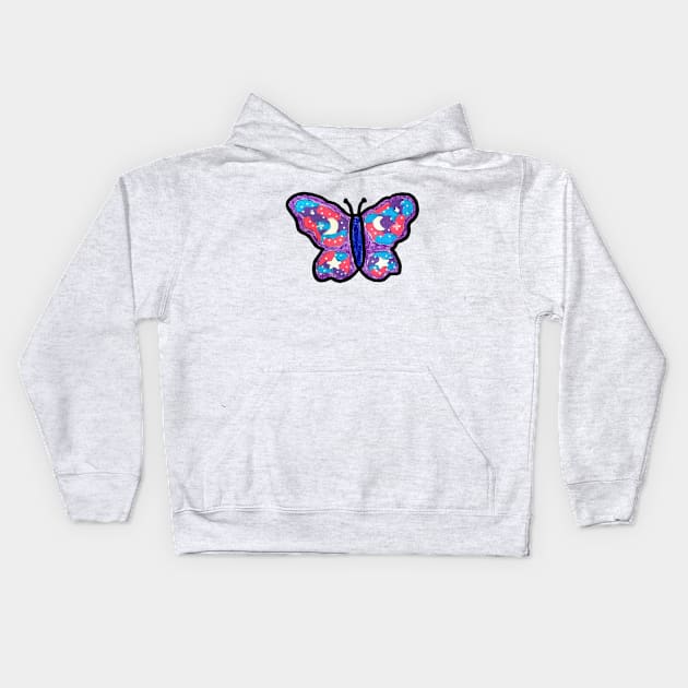 Space Butterfly Kids Hoodie by Bucket Hat Kiddo